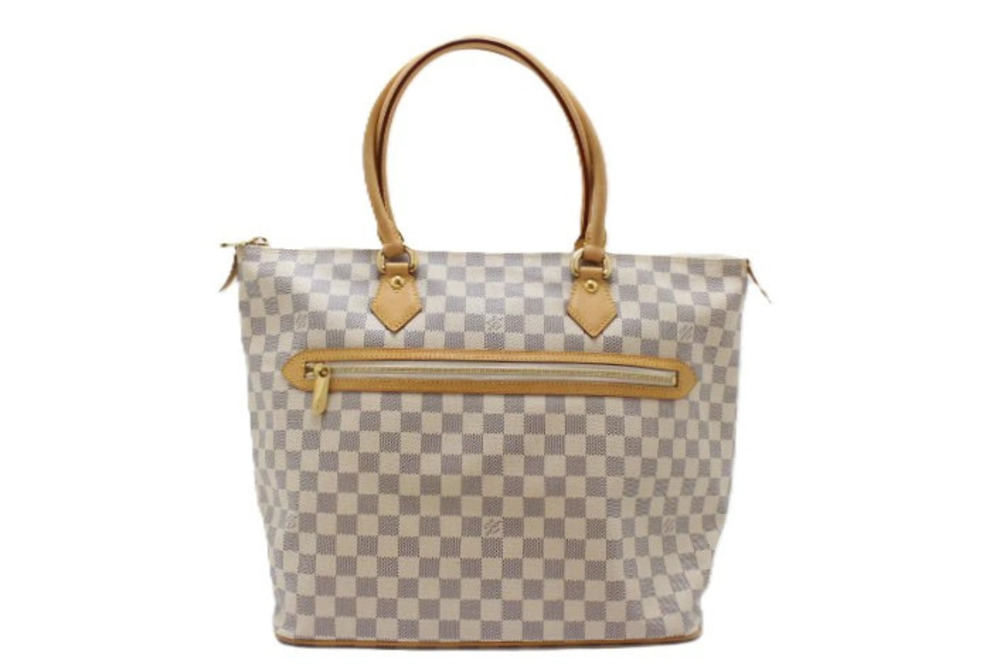 LOUIS VUITTON Saleya Damier Azur White Tote Bag Canvas